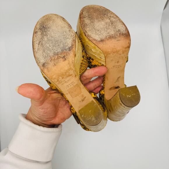 Gucci mustard platform Retro Snakeskin Animal Print Slingback Sandals 36.5 - Picture 10 of 11